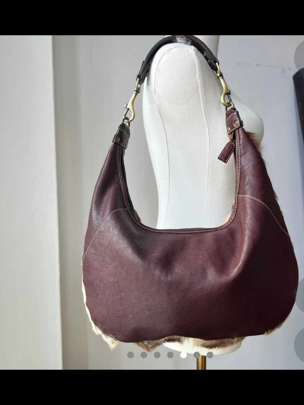 Cream Fur Hobo Bag